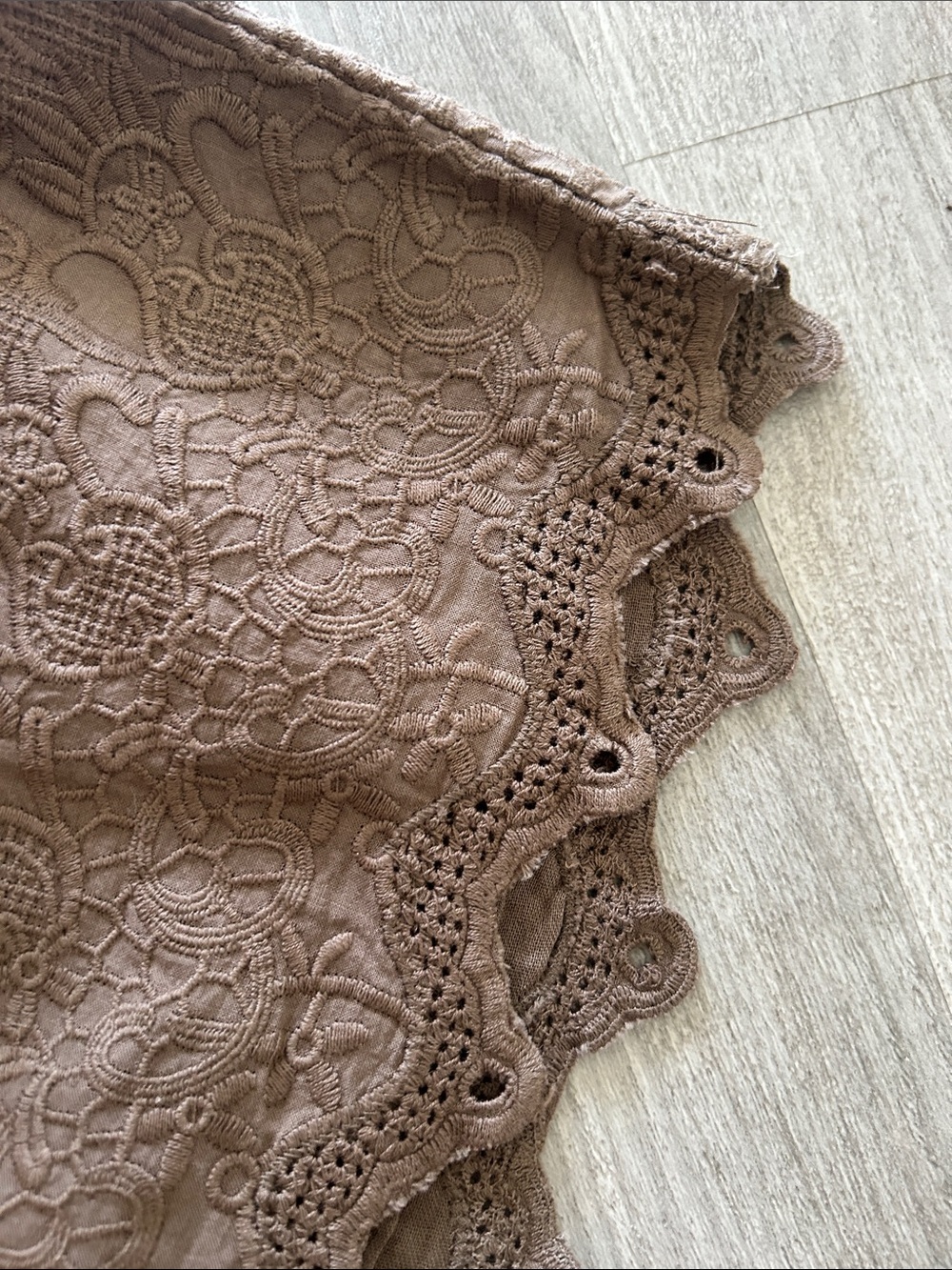Free People High Waist Scalloped Lace Shorts - Brown - Picture 4 of 4